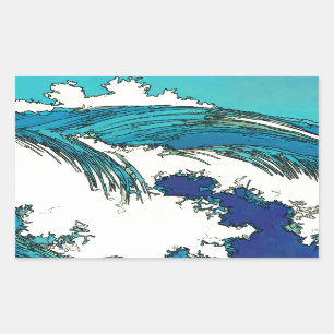 PixDezines konen uehara oceaangolven, 上 原 Rechthoekige Sticker