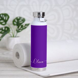 PixDezines Koninklijk Paars DIY Kleur Monogram Waterfles