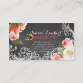 PixDezines krijtbord +  pioenrozen Visitekaartje (Achterkant)