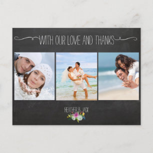 PixDezines krijtbord/trouwfoto's dank u Briefkaart