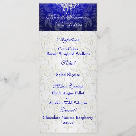 PixDezines kristal kroonluchter/barok damast menu (Achterkant)