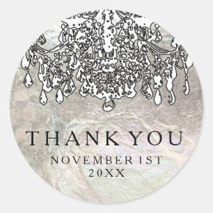 PixDezines kristallen kroonluchter/faux zilver fol Ronde Sticker