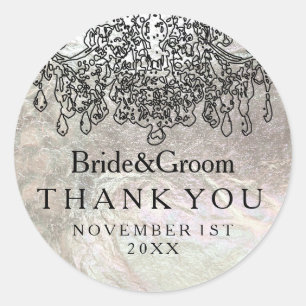 PixDezines kristallen kroonluchter/faux zilver fol Ronde Sticker