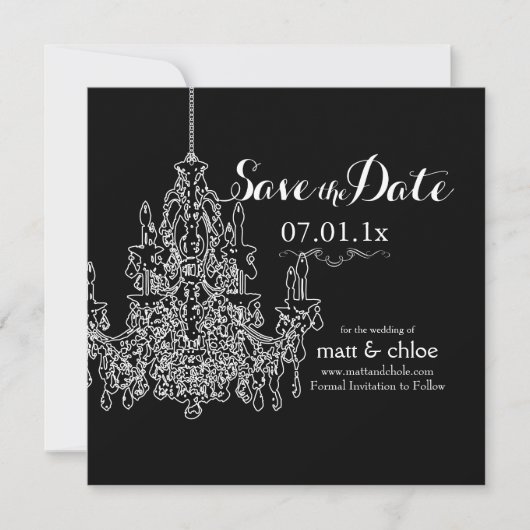 PixDezines kroonluchter/datum/doe-het-zelf kleur o Save The Date (Voorkant)