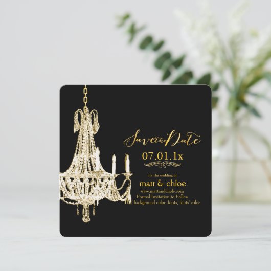 PixDezines kroonluchter/datum opslaan/doe-het-zelf Save The Date (Staand voorkant)