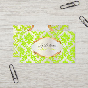 PixDezines la paloma damask/neon green Visitekaartje