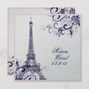PixDezines la tour eiffel/paris/METALLIC SILVER Kaart