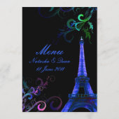 PixDezines la tour eiffel/paris/Neon Lights Menu (Achterkant)