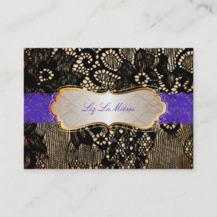 PixDezines Lace-Up/black+paarse Visitekaartje