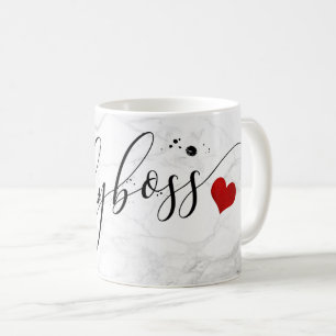 PixDezines LADYBOSS Marmor+Modern Schrift Koffiemok