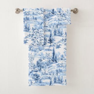 PixDezines Landschap Chinoiserie, Blauw Bad Handdoek