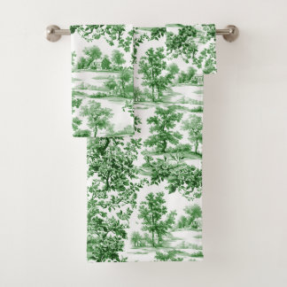 PixDezines Landschap Chinoiserie, bosgroen Bad Handdoek