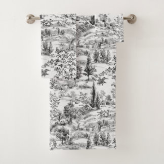 PixDezines Landschap Chinoiserie, Zwarte Toile Bad Handdoek