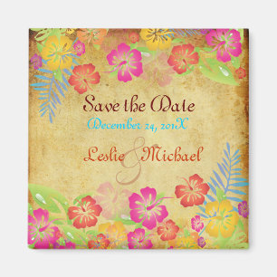 PixDezines Leis Hibiscus, Save the Date Magneet