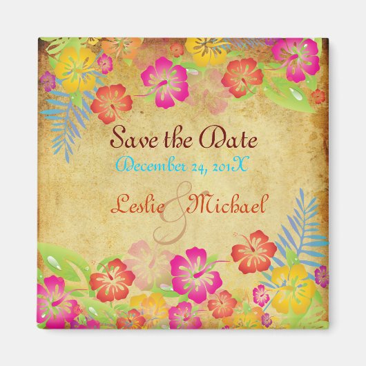PixDezines Leis Hibiscus, Save the Date Magneet (Voorkant)