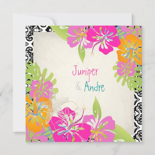 PixDezines leis/hibiscus, strand/diy background Kaart (Voorkant)