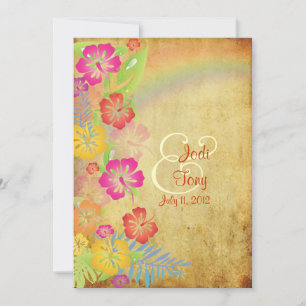 PixDezines /Leis/Luau/hibiscus+regenboog Kaart