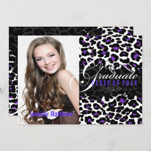 PixDezines Leopard Print Afstuderen, Paars Kaart