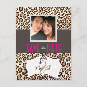 PixDezines Leopard, Save the Date Foto briefkaarte Aankondigingskaart