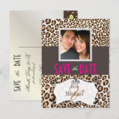 PixDezines Leopard, Save the Date Foto briefkaarte Aankondigingskaart (Voorkant / Achterkant)