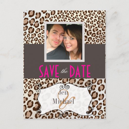 PixDezines Leopard, Save the Date Foto briefkaarte Aankondigingskaart (Voorkant)