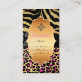 PixDezines  LEOPARD+ZEBRA+FAUX+GOLD+LABEL Visitekaartje (Achterkant)