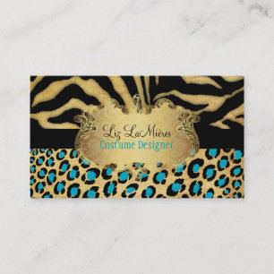 PixDezines  LEOPARD+ZEBRA+FAUX+GOLD+LABEL Visitekaartje