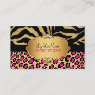 PixDezines  LEOPARD+ZEBRA+FAUX+GOLD+LABEL Visitekaartje