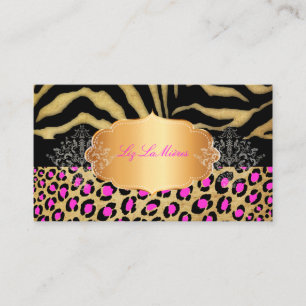 PixDezines LEOPARD+ZEBRA+FAUX+GOLD+LABEL Visitekaartje