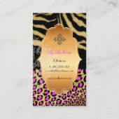 PixDezines  LEOPARD+ZEBRA+FAUX+GOLD+LABEL Visitekaartje (Achterkant)