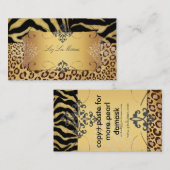 PixDezines LEOPARD+ZEBRA+FAUX+GOLD+LABEL Visitekaartje (Voorkant / Achterkant)