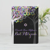 PixDezines levensboom Bat Mitzvah Kaart (Staand voorkant)