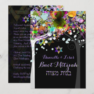 PixDezines levensboom B'not Mitzvah Kaart