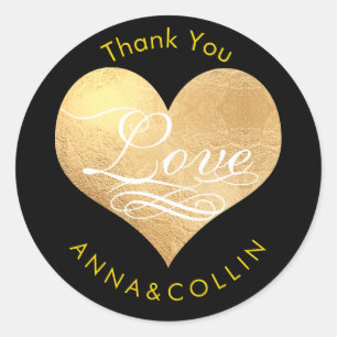 PixDezines Liefde/Onecht Folie Gouden Hart/Dank u Ronde Sticker