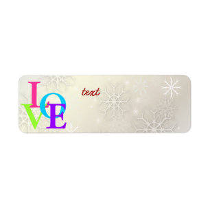 PixDezines Liefde, Sneeuwvlokken Wit + Parel Etiket