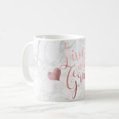 PixDezines LIVE MET GRACE/Marble+Faux Roos Gold Koffiemok (Voorkant links)