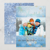 PixDezines Love+Light Hannukkah/sneeuw+Bokeh Feestdagenkaart (Voorkant / Achterkant)