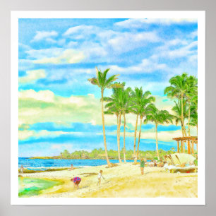 PixDezines Luie Dag op Hualalai Beach Poster
