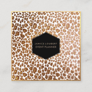 PixDezines Luipaard Print/Faux Gold/DIY Achtergron Vierkante Visitekaartje