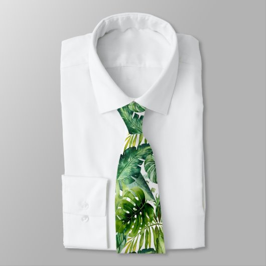 PixDezines Lush Greenery Tropical Foliage Stropdas (Gebonden)