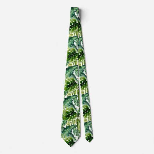 PixDezines Lush Greenery Tropical Foliage Stropdas (Voorkant)