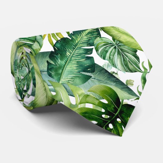 PixDezines Lush Greenery Tropical Foliage Stropdas (Opgerold)