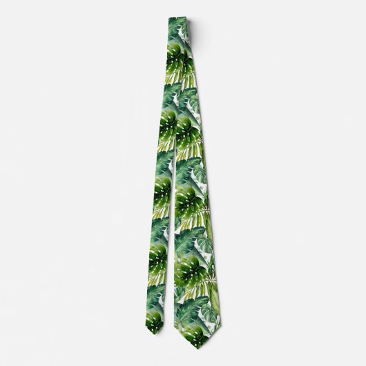 PixDezines Lush Greenery Tropical Foliage Stropdas (Achterkant)