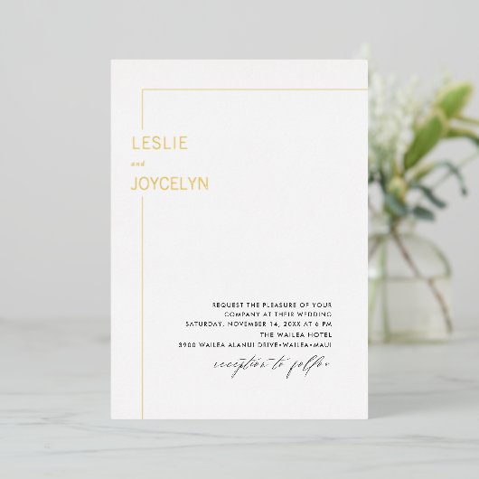 PixDezines Luxe Calligraphy Minimalist Folie Uitnodiging (Staand Voorkant)