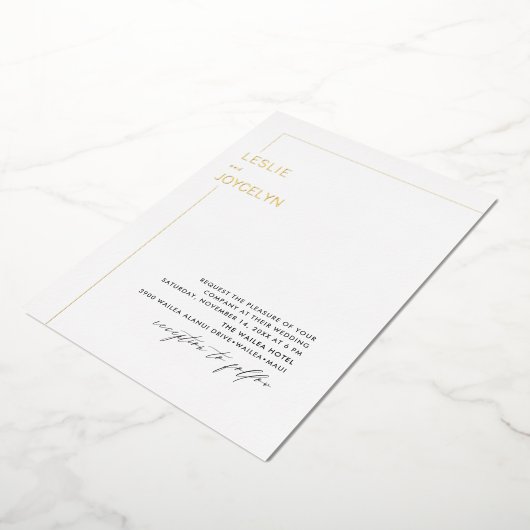 PixDezines Luxe Calligraphy Minimalist Folie Uitnodiging (Gedraaid)