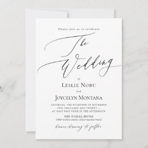 PixDezines Luxe Calligraphy Minimalist Wedding Kaart