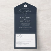 PixDezines Luxe kalligrafie DIY Colour Slate Blue All In One Uitnodiging (Binnen)