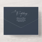 PixDezines Luxe kalligrafie DIY Colour Slate Blue All In One Uitnodiging (Achterkant)