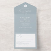 PixDezines Luxe kalligrafie DIY kleur robuust blau All In One Uitnodiging (Binnen)