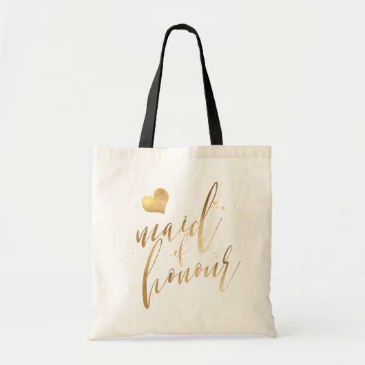 PixDezines Maid of Honor/Faux Gold Script Tote Bag (Voorkant)